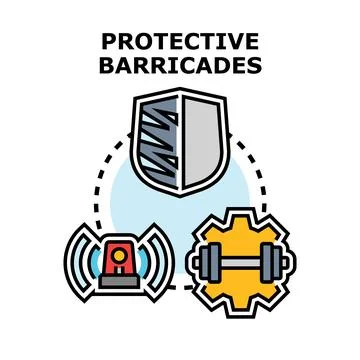 Protective barricades concept vector illustrating security measures Stockillustratie