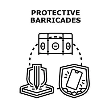 Protective barricades offering security and defense concepts Stock Illustration