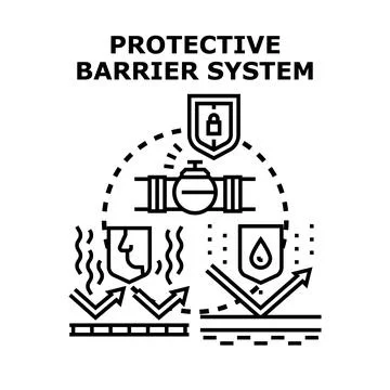 Protective barrier system concept illustrating security and defense Stock Illustration