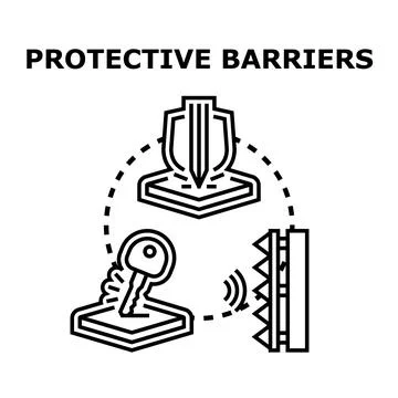 Protective barriers and security access concept icon Stock Illustration
