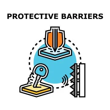 Protective barriers and security access concept icon Stock Illustration