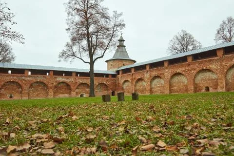 Protective brick wall of the kremlin Stock Photos