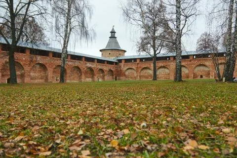 Protective brick wall of the kremlin Stock Photos