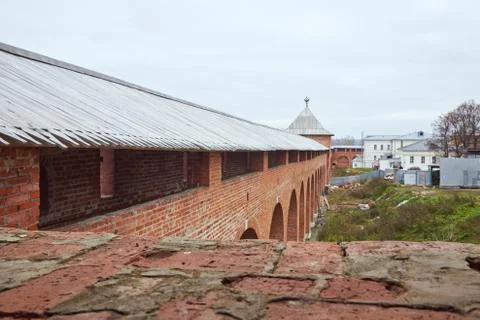 Protective brick wall of the kremlin Stock Photos