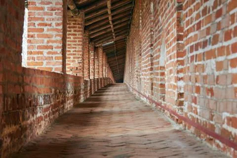 Protective brick wall of the kremlin Stock Photos