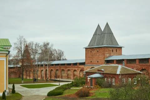 Protective brick wall of the kremlin Stock Photos