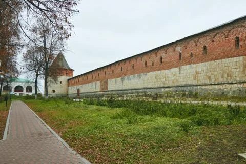 Protective brick wall of the kremlin Stock Photos