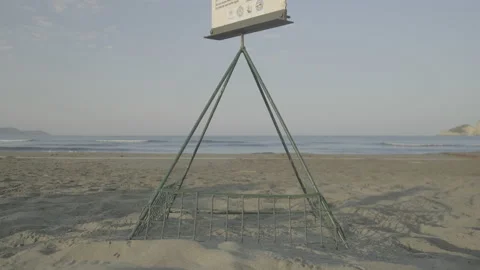 A protective cage for a turtle nest Stock Footage 232298793