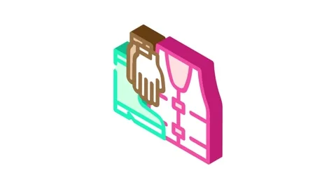Protective clothing tool work isometric icon animation Stock Footage 327291994