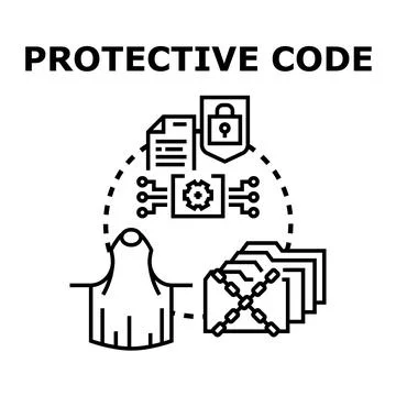 Protective code ensuring data privacy and system security Stock Illustration