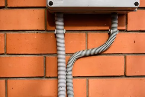 Protective corrugated tube for electic wire Stock Photos