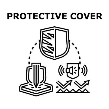 Protective cover engineering preventing impact and sound Stock Illustration