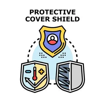 Protective cover shield conceptual vector illustration Stock Illustration
