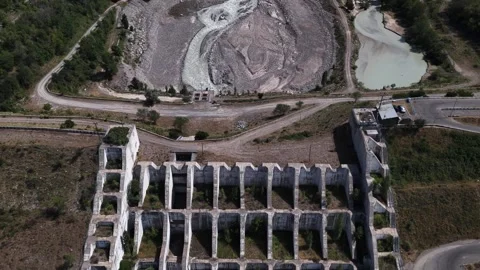 A protective dam against mudflows. Stock Footage 312751071