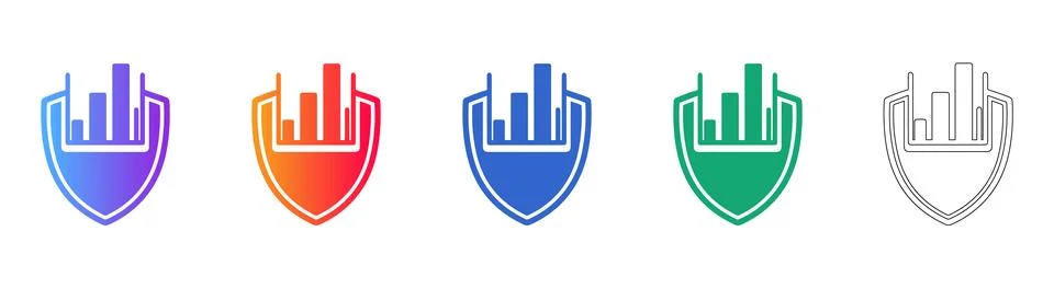 Protective Data Shield Icon Collection Stock Illustration