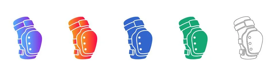 Protective Elbow Pad Vector Icon Set Stock Illustration