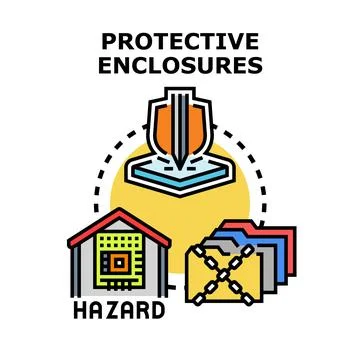 Protective enclosures concept guarding hazard and secure data Stock Illustration