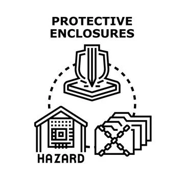 Protective enclosures concept guarding hazard and secure data Stock Illustration