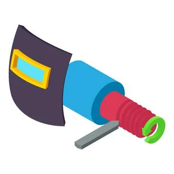 Protective equipment icon isometric vector. Welder mask and thread cutting icon 스톡 일러스트