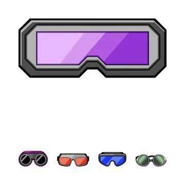 Protective eyewear collection with different safety glasses and goggles Illustrazione stock