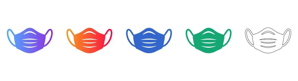 Protective Face Mask Icon Set Stock Illustration