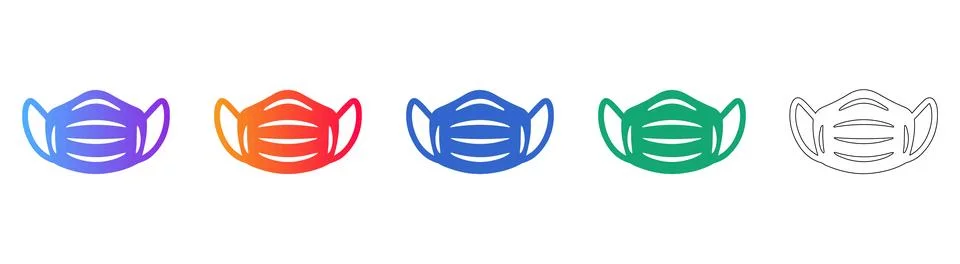 Protective Face Mask Icons in Multiple Styles Stock Illustration
