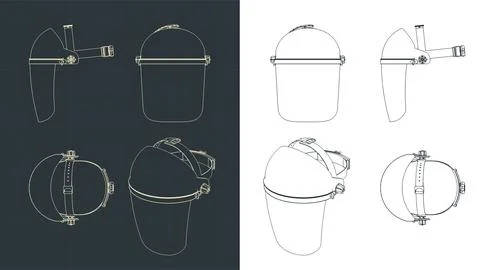 Protective face plastic mask blueprints Illustrazione stock