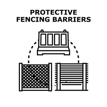 Protective fencing barriers security concept icon vector イラスト素材