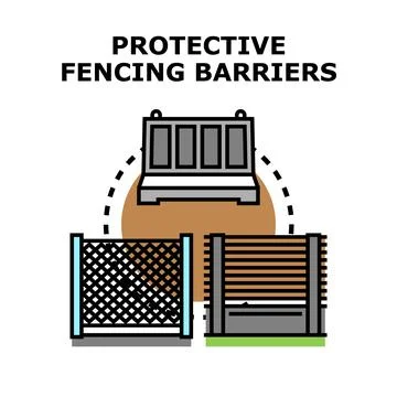 Protective fencing barriers security concept icon vector Stock Illustration