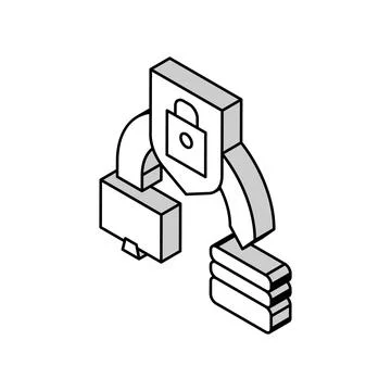 Protective file transfer isometric icon vector illustration Stock Illustration