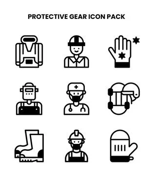 Protective Gear DuoTone Bundle Icons Pack Stock Illustration
