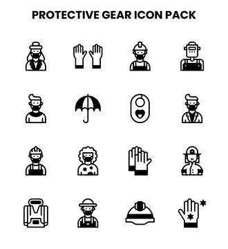 Protective Gear DuoTone Vector Icons Pack Stock Illustration