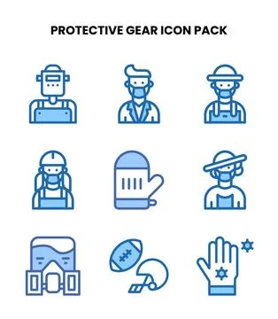 Protective Gear Two Colour Graphics Icons Pack Stock Illustration