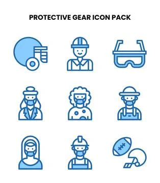 Protective Gear Two Colour Scalable Icons Pack Stock Illustration