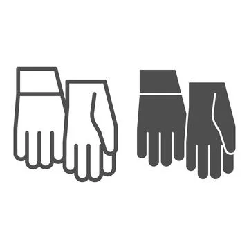 Protective gloves line and solid icon, Safety engineering concept, Hand Stock Illustration