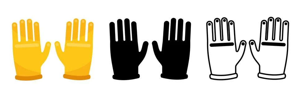 Protective gloves set in trendy flat style isolated. Medical personal protection Stock Illustration