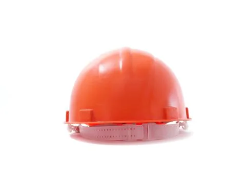 Protective helmet of an engineer builder on a white background Stock Photos