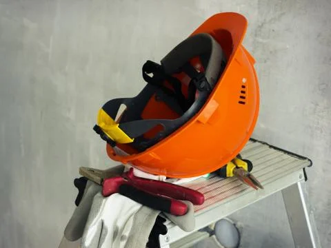 Protective helmet, tool for safe operation Stock Photos
