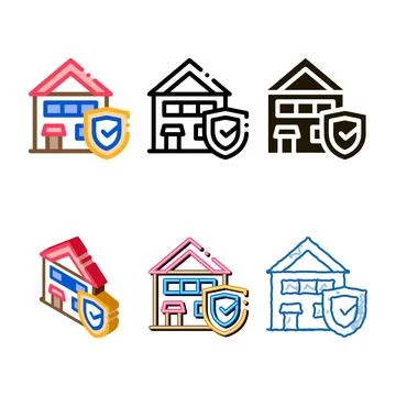 Protective house from rat icon vector set outline Stock Illustration