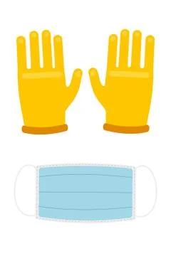 Protective mask and gloves set in trendy flat style isolated. Medical personal Stock Illustration