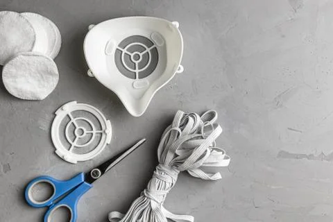 Protective mask is printed on a 3D printer. Stock Photos