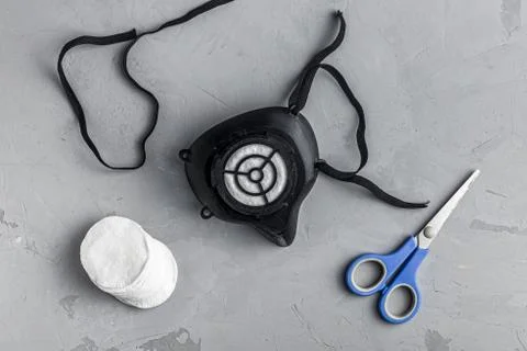 Protective mask is printed on a 3D printer. Stock Photos