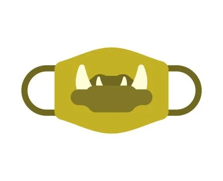 Protective mask template with Goblin green mouth. Coronavirus protection. Hom Stock Illustration
