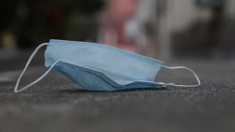 Protective masks on the floor Stock Footage 158586452