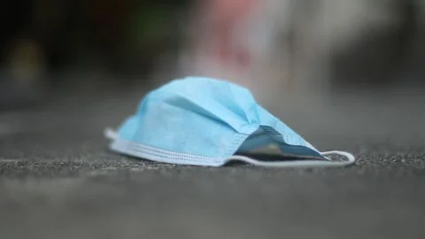 Protective masks on the floor Stock Footage 158586472