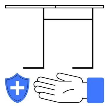 Protective Measures Shield, Hand Gesture, and Healthcare Elements for Safet.. Stock Illustration