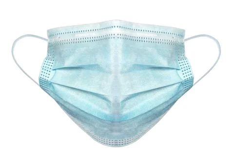 Protective medical mask with rubber ear straps isolated on white Stock Photos