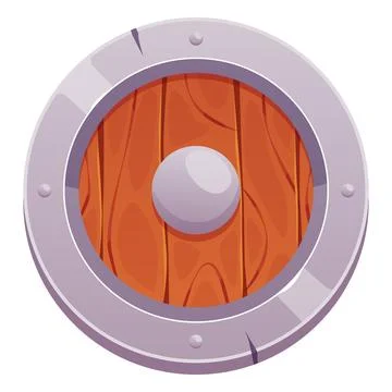 Protective medieval knight shield round shape cartoon vector icon, warrior Stock Illustration
