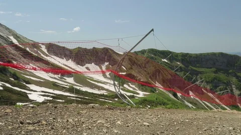 Protective mesh on the ski slopes Stock Footage 73369570
