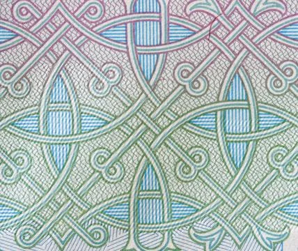 Protective pattern Protective pattern from 1000 roubles bank note macro Co... Stock Photos